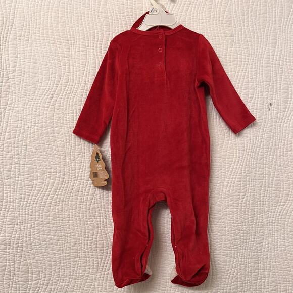 Baby Christmas Santa Hat Bodysuit sz 0/3m Sleep & Play Set Holiday Outfit Footie - Picture 7 of 7